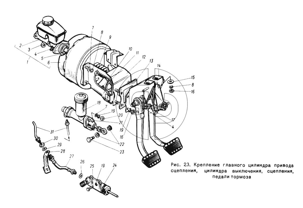 Схема сцепления газ 31105