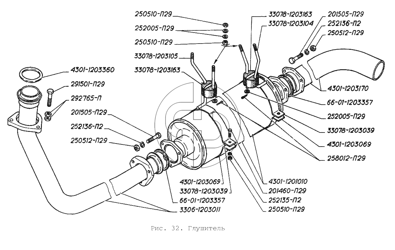 Схема выхлопной системы газель