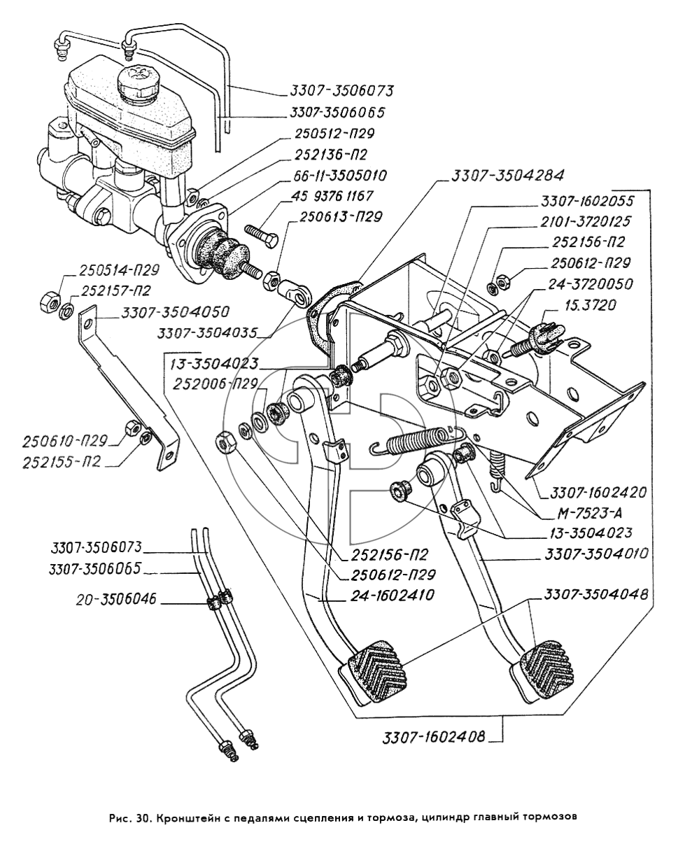 Сцепление газ 3309 схема