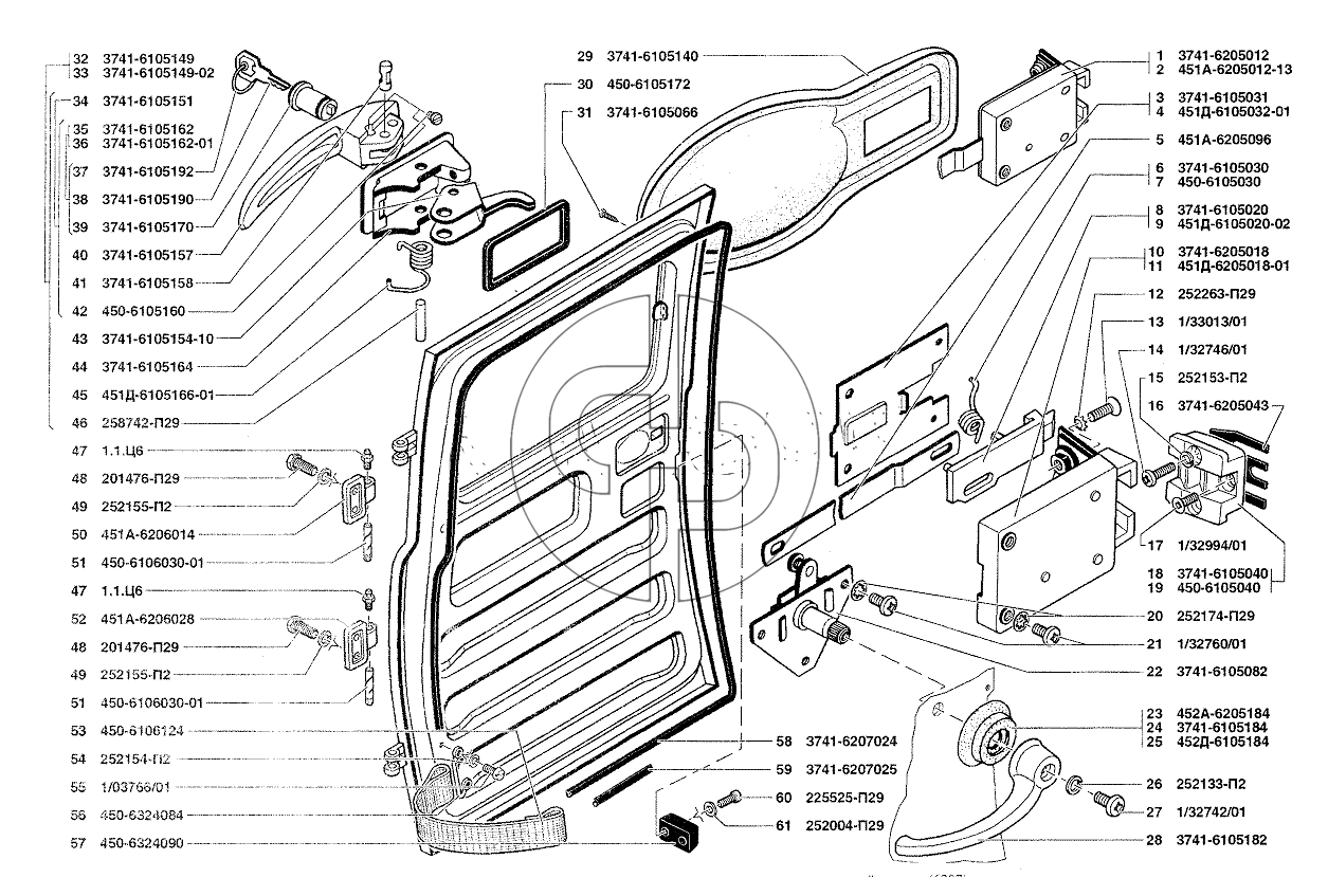 Задняя дверь уаз патриот схема