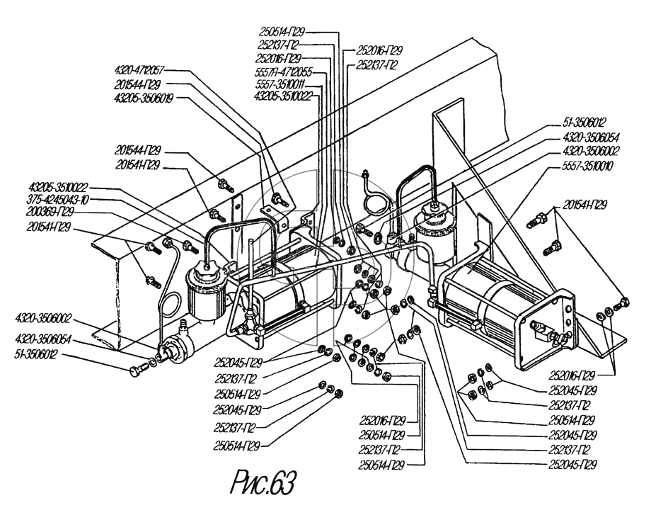 Схема тормозной системы урал 43 20
